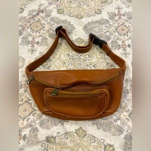 Brown genuine leather fanny pack